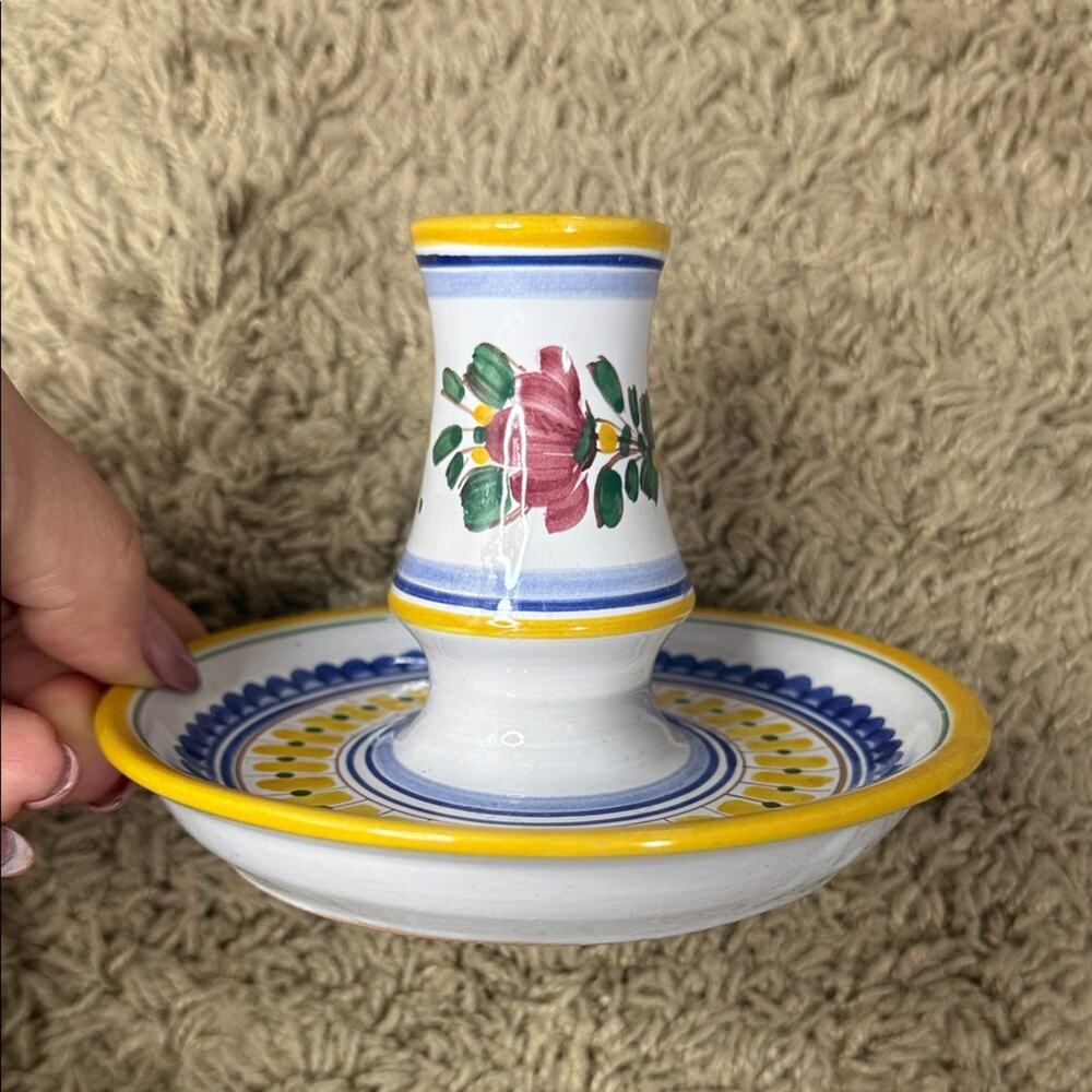 Hand-Painted Ceramic Candle Holder From Czech Republic